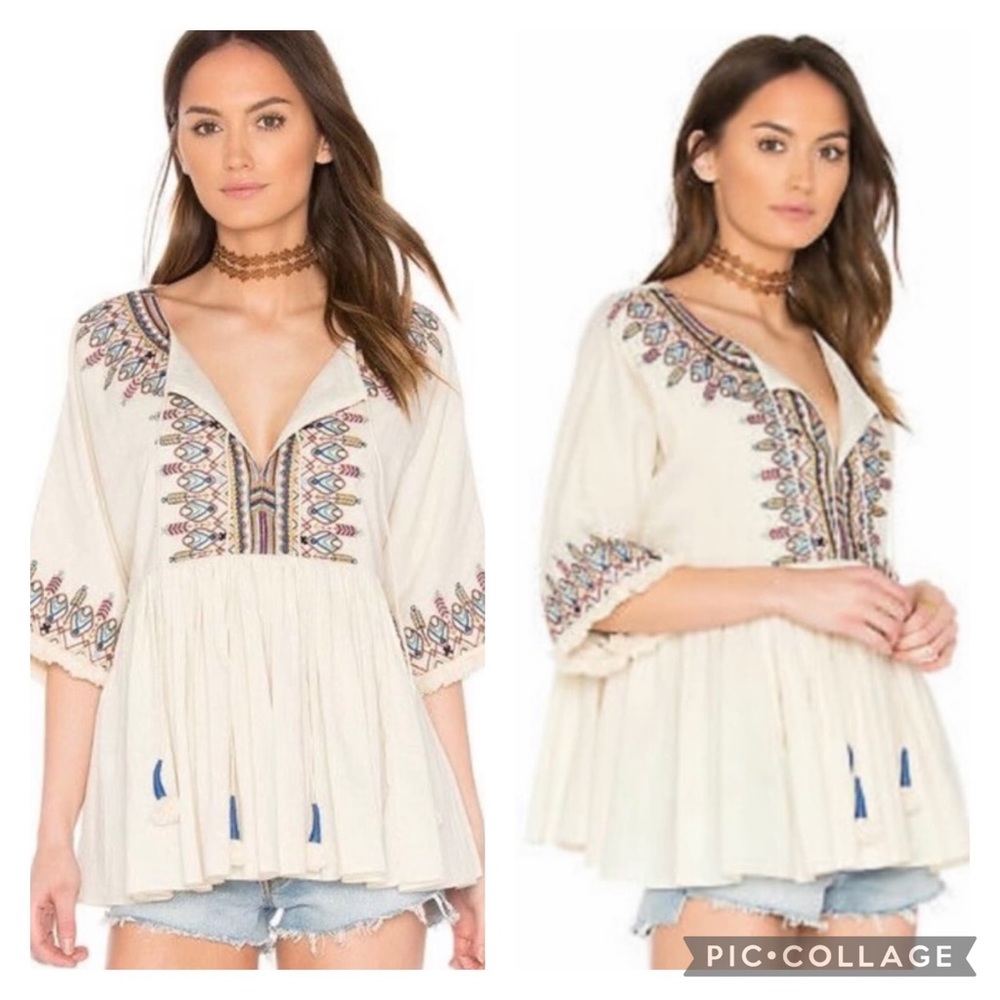 Velvet by Graham & Spencer Embroidered Boho Top L